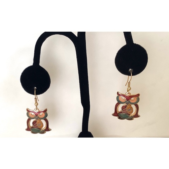 Jewel-tone Owl Earrings - Picture 3 of 4